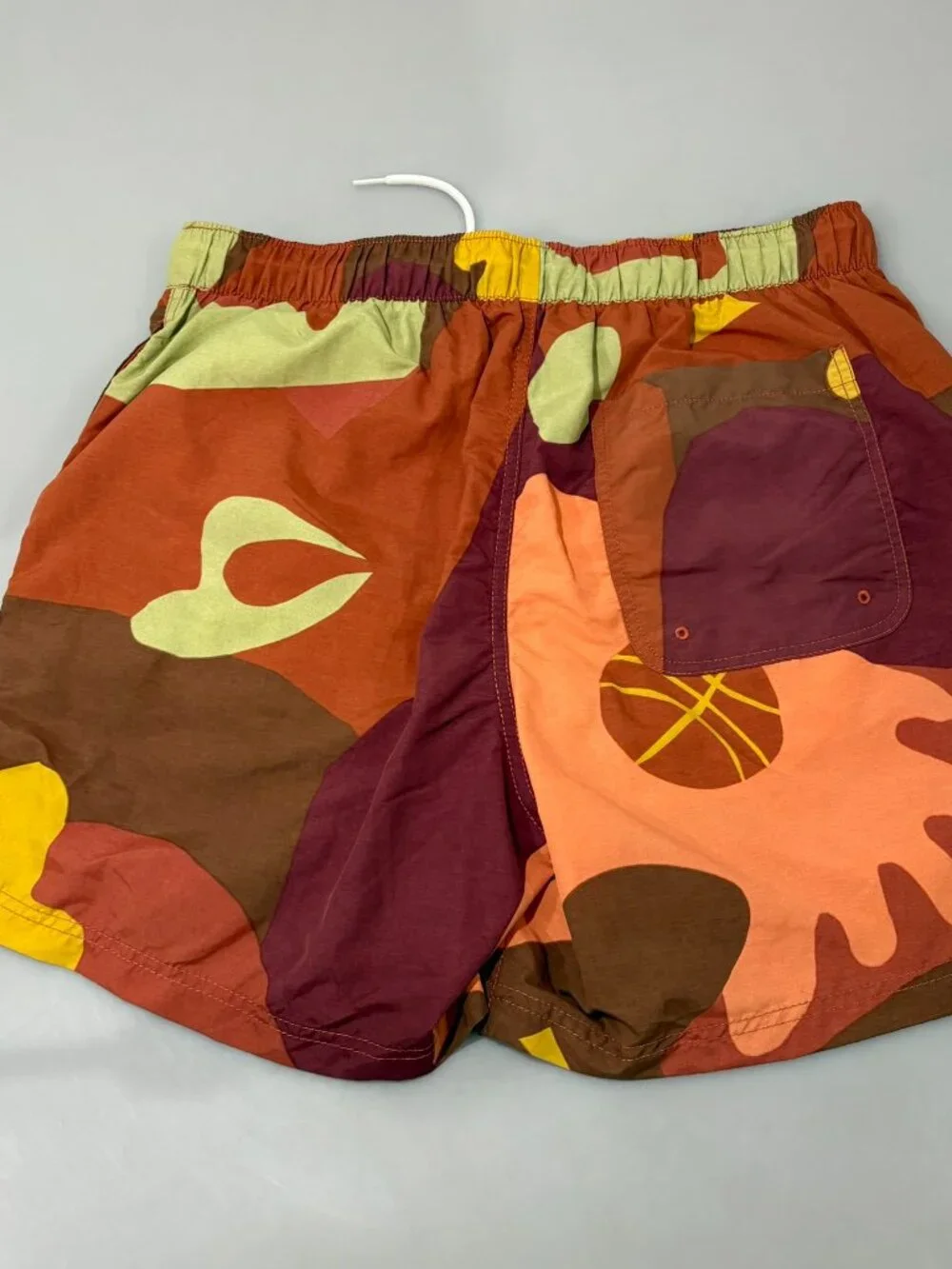 Urban Outfitters L Orange Yellow Brown Camo Basketball Hand Swim Trunks Lined